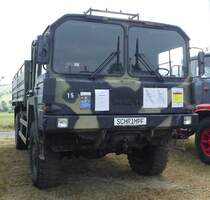 =MAN-Pritsche, ehem. Einsatzfahrzeug der BW, gesehen bei der Oldtimerausstellung in Uttrichshausen, 07-2019