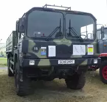 =MAN-Pritsche, ehem. Einsatzfahrzeug der BW, gesehen bei der Oldtimerausstellung in Uttrichshausen, 07-2019