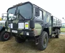 =MAN-Pritsche, ehem. Einsatzfahrzeug der BW, gesehen bei der Oldtimerausstellung in Uttrichshausen, 07-2019