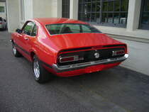 Heckansicht eines Ford Maverick Fastback Coupe mit dem 302 cui Motor. Besucherparkplatz der Düsseldorfer Classic Remise am 24.05.2020.