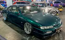 Nissan 200SX anspruchsvoll getunt, ausgestellt auf der AMTS (Automobil un Tuning Show) in Budapest, März 2019.