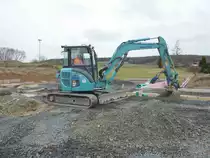 Komatsu PC 55 MR, eingesetzt auf einer Baustelle in Petersberg-Marbach, 02-2020