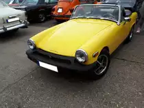 MG Midget 1500 (MK IV) im Farbton inca yellow aus dem Jahr 1978. Der Vierzylinderreihenmotor hat einen Hubraum von 1493 cm³ und leistet 51 PS. Oldtimertreffen an der  Alten Dreherei  in Mülheim an der Ruhr am 17.06.2018.