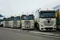 Vier MB Actros von Fiege am 26.6.16 beim Trucker Festival Interlaken.