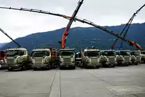 Sieben Scani Transporte von von Bergen Unterbach 26.6.16 beim Trucker Festival Interlaken.