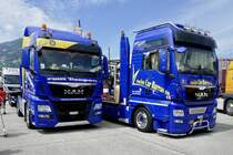 Zwei MAN Autotransporter von Pittet Transports und Swiss Car Barras am 25.6.18 beim Trucker Festival Interlaken.