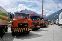 Saurer und mehrere MAN von Schmutz Thun am 25.6.18 beim Trucker Festival Interlaken.