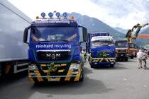 MAN und Saurer von Reinhard Recycling am 25.6.18 beim Trucker Festival Interlaken.