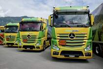 Drei MB Actros von Thommen + Furler am 25.6.18 beim Trucker Festival Interlaken.