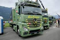 Mehrere MB Actros und MAN von Gafner am 25.6.18 beim Trucker Festival Interlaken.