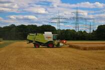 Claas Lexion 640 des Bodenverband Main Kinzig am 07.07.20 beim Roggen Dreschen bei Maintal Wachenbuchen 