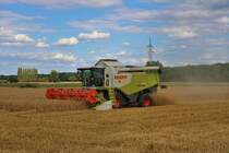 Claas Lexion 640 des Bodenverband Main Kinzig am 07.07.20 beim Roggen Dreschen bei Maintal Wachenbuchen 