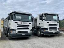 Zwei Scania Kipper von Mittelland Transport am 3.7.20 in Hasle bei Burgdorf.