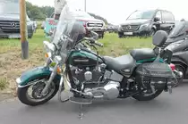 =Harley Davidson, steht bei der Oldtimerausstellung in Uttrichshausen im Juli 2019