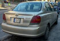 Rückansicht: Toyota Echo, gesehen in Januar, 2020.