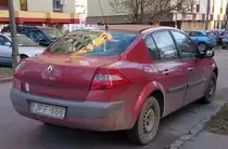 Rückansicht: Renault Mégane II Berline (=Sedan), gesehen in Februar, 2020.