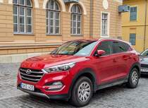 Roter Hyundai Tucson  TL  fotografiert in Februar, 2020.