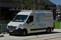 Renault Master, von Creos an der Straßenbahnbaustelle in der Stadt Luxemburg. 08.2020