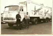 Fuhrgeschäft Karl Bunge OHG, Bönningstedt bei Hamburg
Die Fahrer Horst Wäbs aus Bönningstedt,
und Fritz Baumgarten aus Ellerau.
Etwa 1964