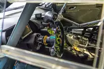 Innenraum eines Audi R8 GT3 auf dem Hungaroring Paddoc beim Blacpain GT Series (September, 2019)