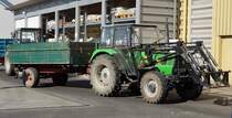 =Deutz DX 3.10 steht zur Getreideanlieferung auf dem Betriebshof der Raiffeisen-Warenzentrale in Hünfeld, Juli 2020