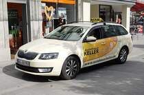 =Skoda Oktavia als Taxi steht im September 2020 in Würzburg