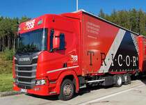 =Scania von TRANSCOR steht im September 2020 auf einem Rastplatz an der A 7