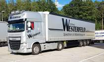 =DAF XF von der Spedition WESTERFELD steht im September 2020 auf einer Rastanlage an der A 7