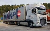 =DAF XF von MAISEL-Logistik steht auf einem Rastplatz an der A 7 im September 2020