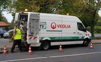 =VW Crafter von VEOLIA bei Kanalarbeiten in Hünfeld, 09-2020