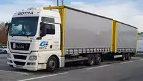 =MAN TGX von GOTRA-LOGISTICA steht im Dezember 2019 auf einem Rastplatz an der A3