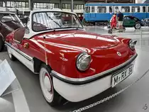 Ein Victoria 250 Spatz aus dem Jahr 1957 ist im Verkehrszentrum des Deutschen Museums in München zu sehen. (August 2020)