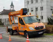 =MB Sprinter vom Malerbetrieb VOGT, eingesetzt zur Montage der Weihnachtsbaumbeleuchtung in Hünfeld, 11-2020