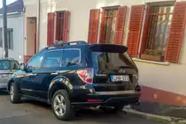 Rückansicht: Subaru Forester Mk3, gesehen in Juli, 2020.