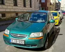 Grüner Chevrolet kalos, gesehen in Juli, 2020.