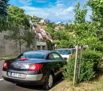 Rückansicht: Renault Mégane Mk2 CC, gesehen in Juni, 2020.