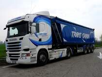 SCANIA R450 von Trans-Ghiaia, anlässlich einer kleinen Rast entlang der Autostrada Bologna-Padova; 190409