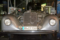 Dieser Mercedes-Benz Typ 500K wurde mit einer Stromlinienkarosserie von Erdmann & Rossi ausgeliefert und war Mitte Mai 2014 im Technik-Museum Speyer zu sehen.