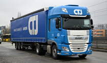 CTJ Janssen GmbH Spedition & Logistik mit einem Sattelzug mit DAF XF 480 Zugmaschine am 25.01.21 Berlin Hohenschönhausen.