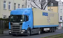 Kraftverkehr Nagel SE & Co. KG (Nagel-Group) mit einem Sattelzug mit SCANIA R410 Zugmaschine am 26.01.21 Berlin Karlshorst.