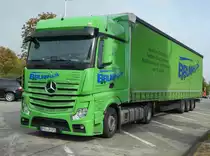=MB Actros der Spedition BRUNNHÖLZL steht auf einem Rastplatz an der A 7, 10-2020