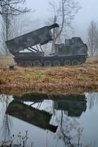 Auf dem Außengelände des Nationalen Militärmuseum Soesterberg stand Ende Dezember 2016 dieses M270 Multiple Launch Rocket System (MLRS).