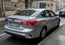 Rückansicht: Ford Focus Mk4 Sedan, gesehen in August 2020.