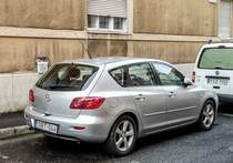 Rückansicht: Mazda 3 Mk1 in August 2020.