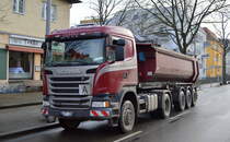 Fa. JAHN Berlin, ein SCANIA G 410 Sattelkipper am 03.02.21 Berlin Karlshorst.