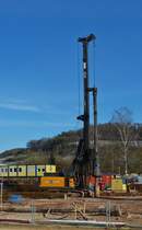 Hydraulisches Bohrgert der Marke Casagrande B 200, gesehen auf einer Baustelle nahe dem Bahnhof in Mersch. 02.2021