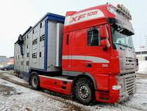 DAF XF105-510, mit Viehtransportauflieger, während einer kleinen Ladungskontrolle; 130118