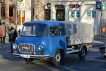 Ein Barkas B 1000 mit Pritschenaufbau mit Plane am 09.03.21 Berlin Blankenburg.