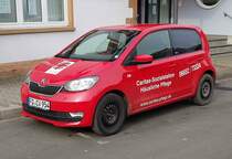 =Skoda Citigo der CARITAS steht im März 2021 in Hünfeld