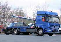 Mercedes Atego 1230 Autotransporter. Gesehen in Weiden Oberpfalz bei einem Autohändler. 14.03.2021